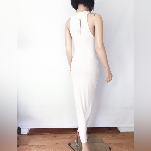 NEW White Tank Maxi Dress Small Culpos X INC long Ribbed Bodycon Dress Cover Up - Picture 4 of 9